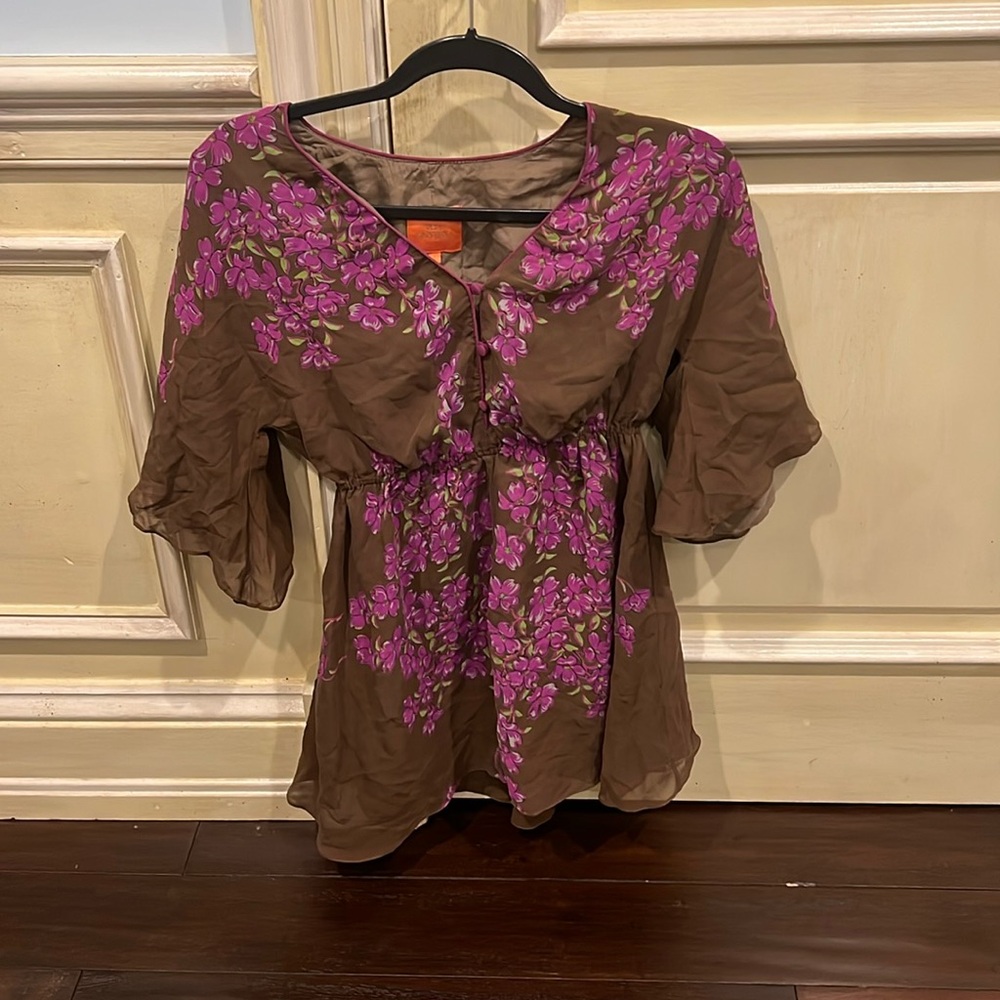 Olga Kapustina Brown and Purple Floral Dress Size 4